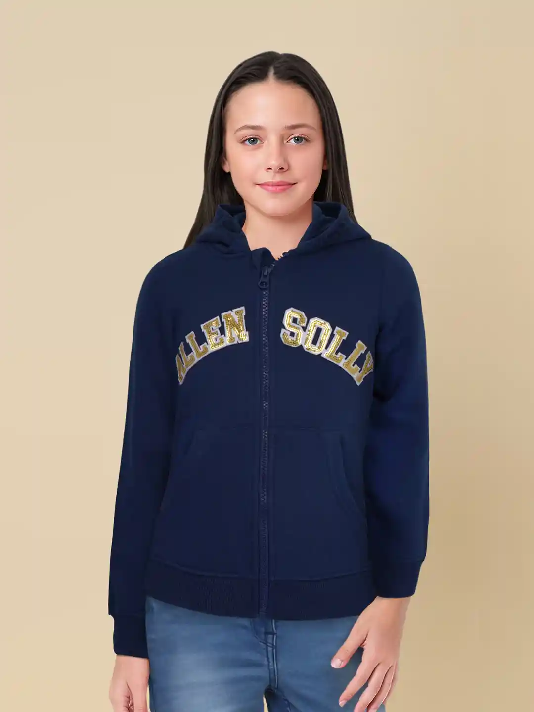 Buy Allen Solly Junior Girls Navy Blue Embellished Applique Detail