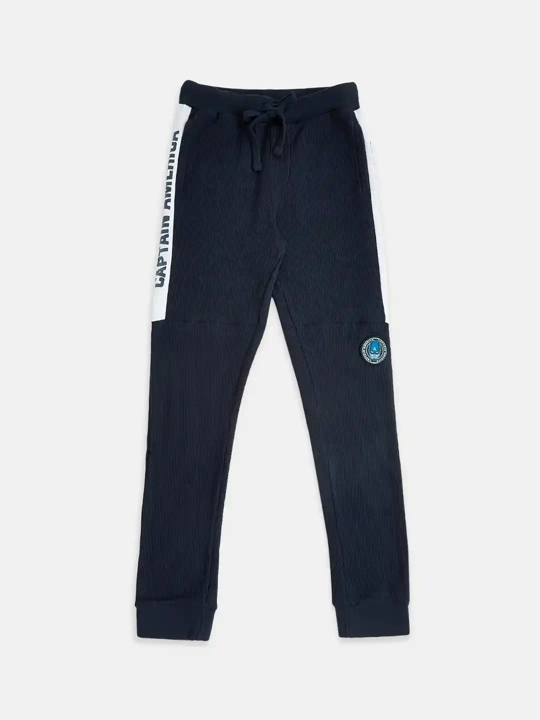 Buy Pantaloons Junior Boys Navy Blue Ribbed Pure Cotton Joggers