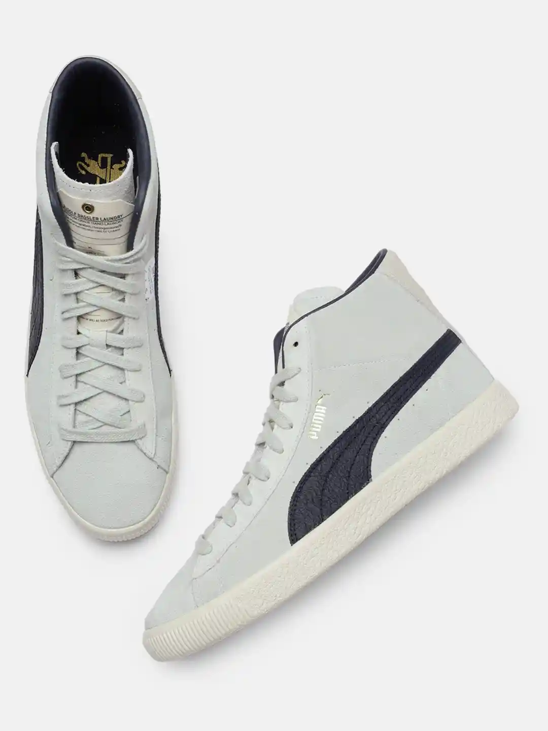Buy Puma Boys White Navy Blue Rudolf Dassler Legacy Suede Mid