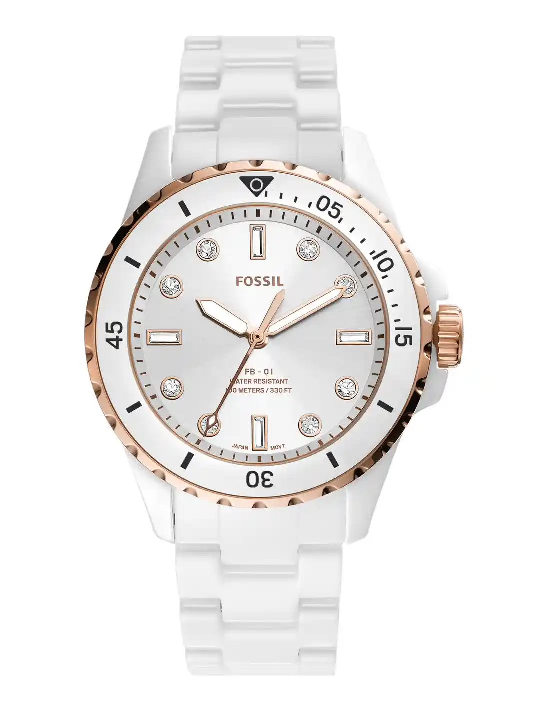 Buy Fossil FB-01 Women White Dial Ceramic Bracelet Style Straps