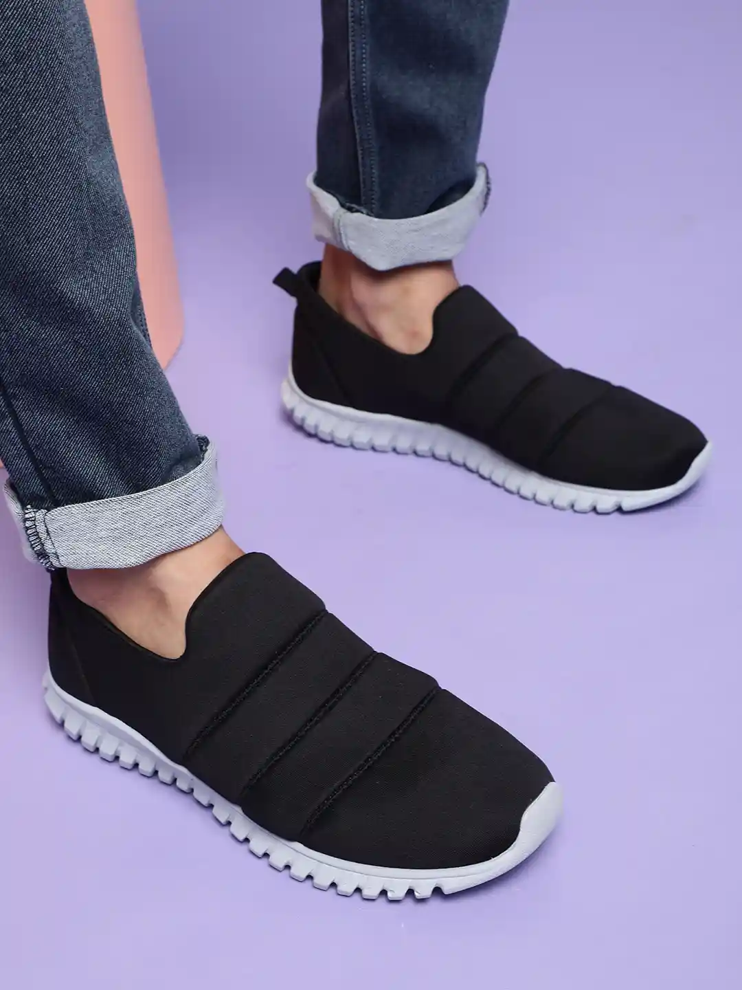 Buy Liberty By Force 10 Men's Black Lycra Slip-On Shoes Sports