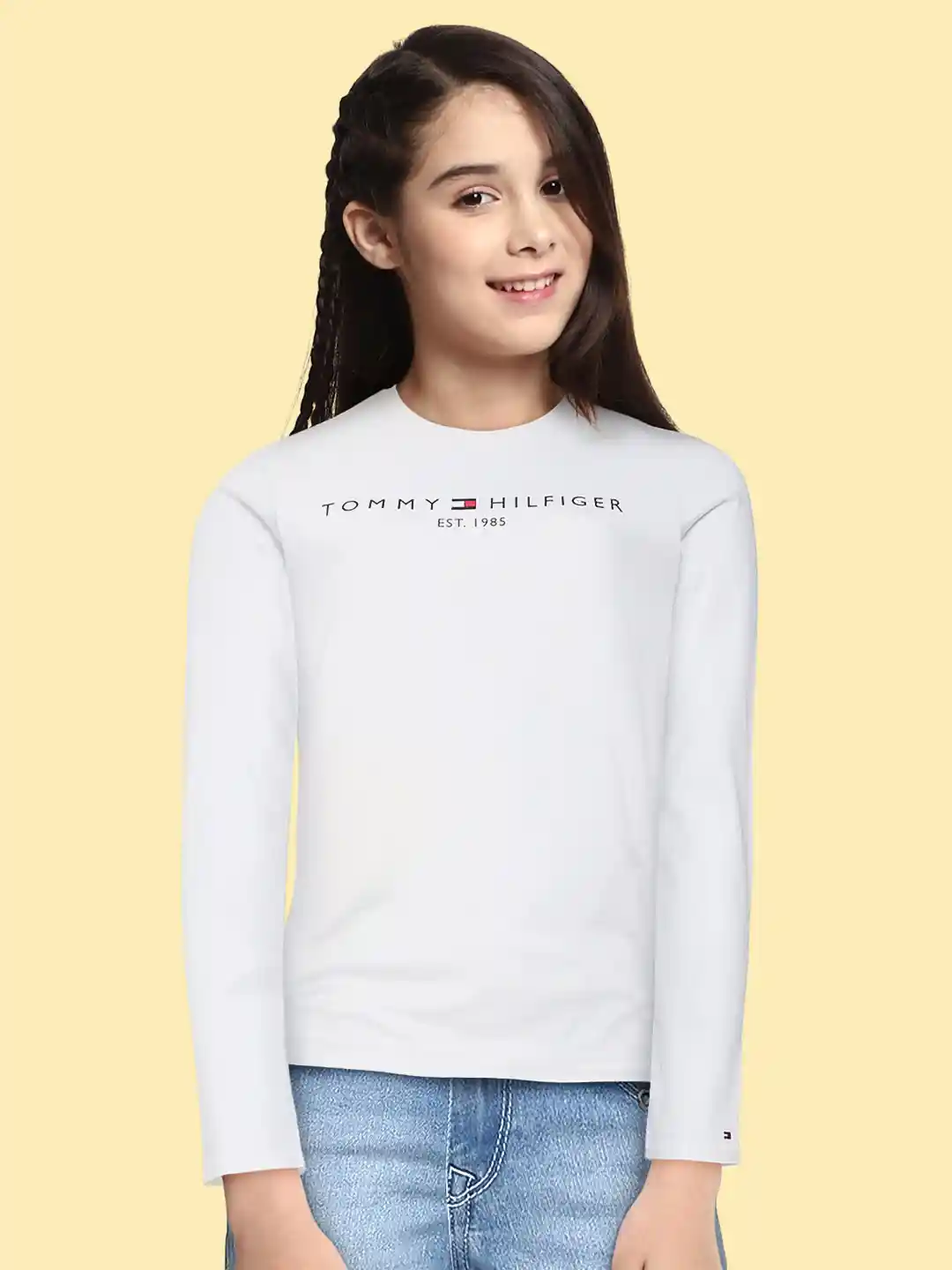 Buy Tommy Hilfiger Girls White Organic Cotton Printed Organic - Main Image