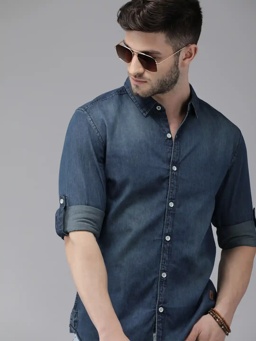 Buy Roadster Men Blue Solid Regular Fit Pure Cotton Denim Casual