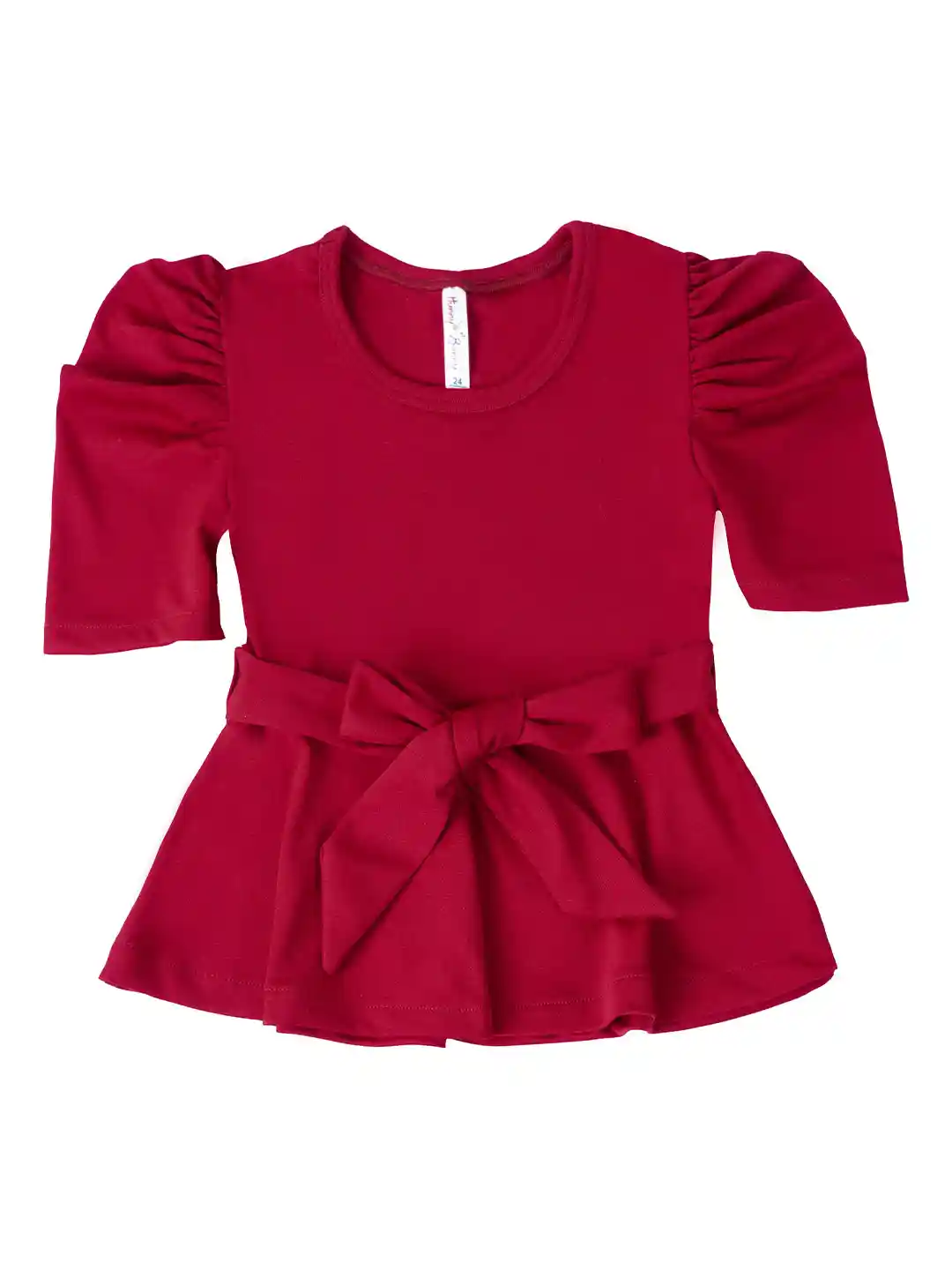 Buy Hunny Bunny Girls Maroon Solid Peplum Top Tops for Girls