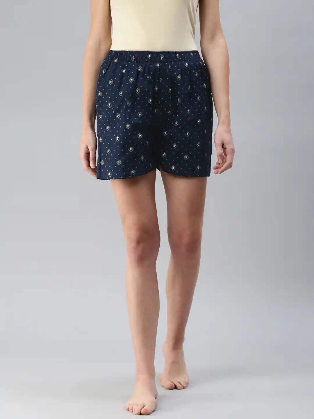 Buy NOT YET by us Women Navy Blue Printed Lounge Shorts Lounge