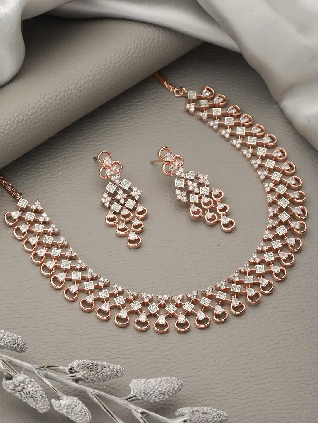 Buy Saraf RS Jewellery Rose Gold-Plated White AD-Studded
