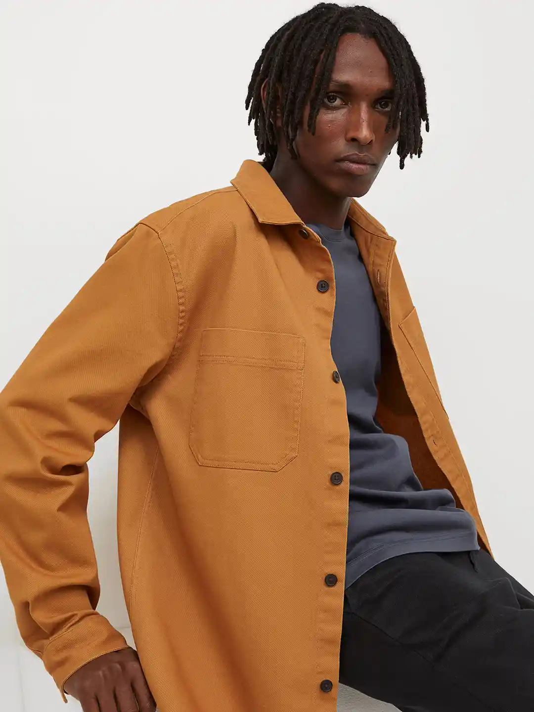 Buy H&M Mens Brown Regular Fit Shirt jacket Jackets for Men