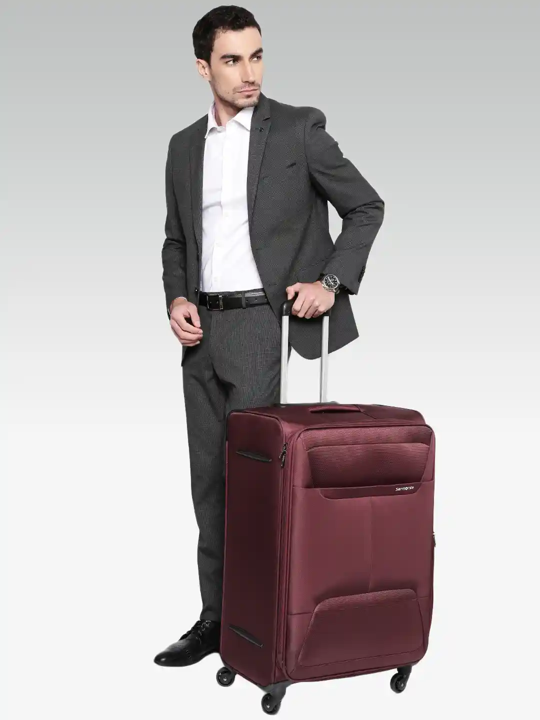 Buy Samsonite Unisex Burgundy Casso Spinner Large Trolley Suitcase