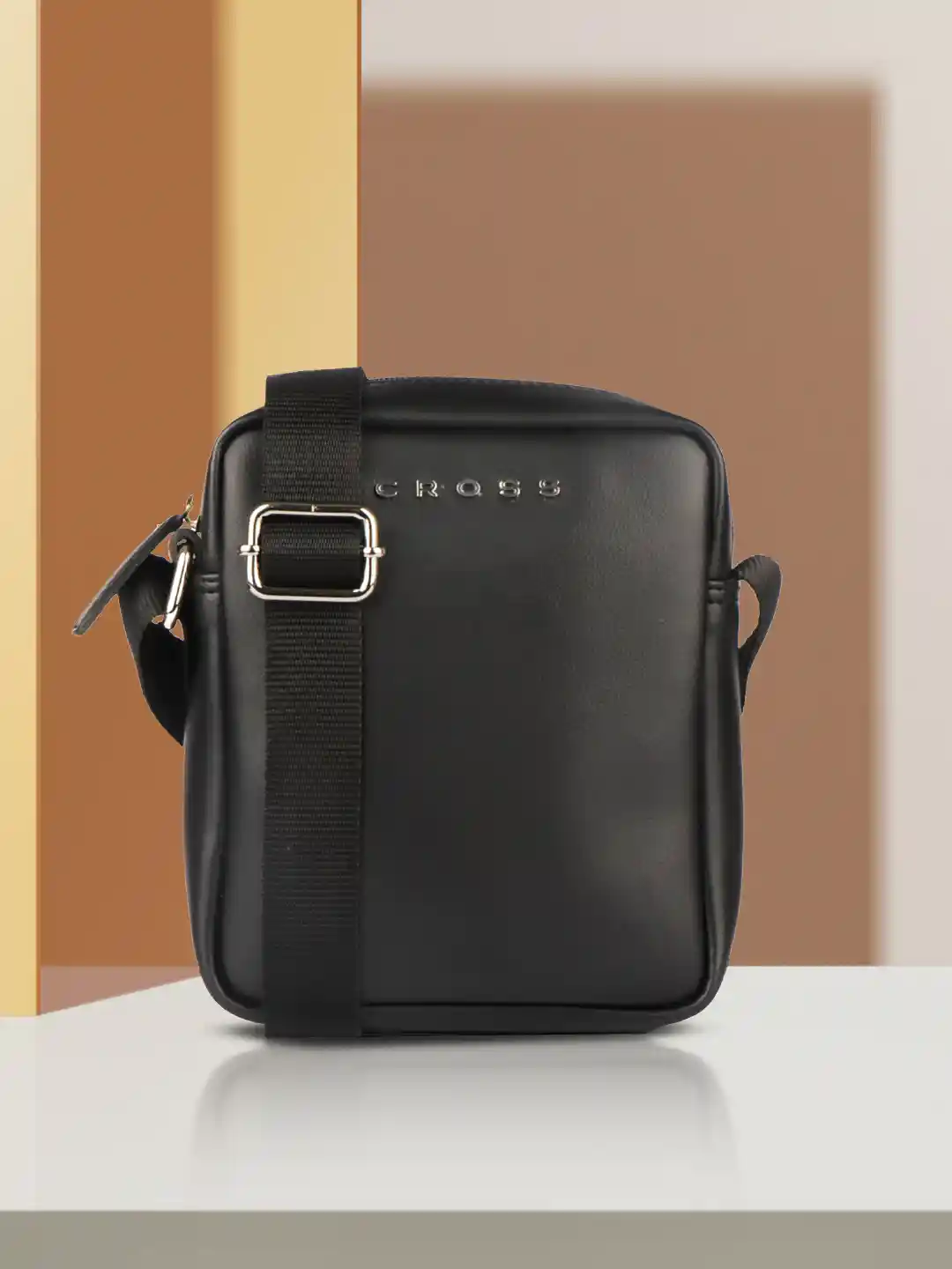 Buy Cross Men Black Solid PU Structured Sling Bag Messenger Bag