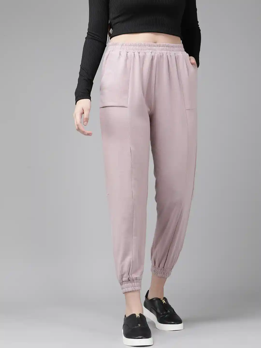 Buy Roadster Women Rose Solid Cotton Joggers Track Pants for