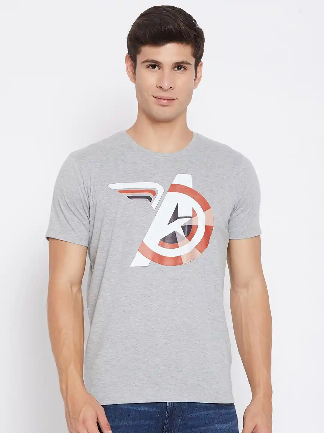 Buy Marvel by Wear Your Mind Men Grey Avengers Logo Printed Pure
