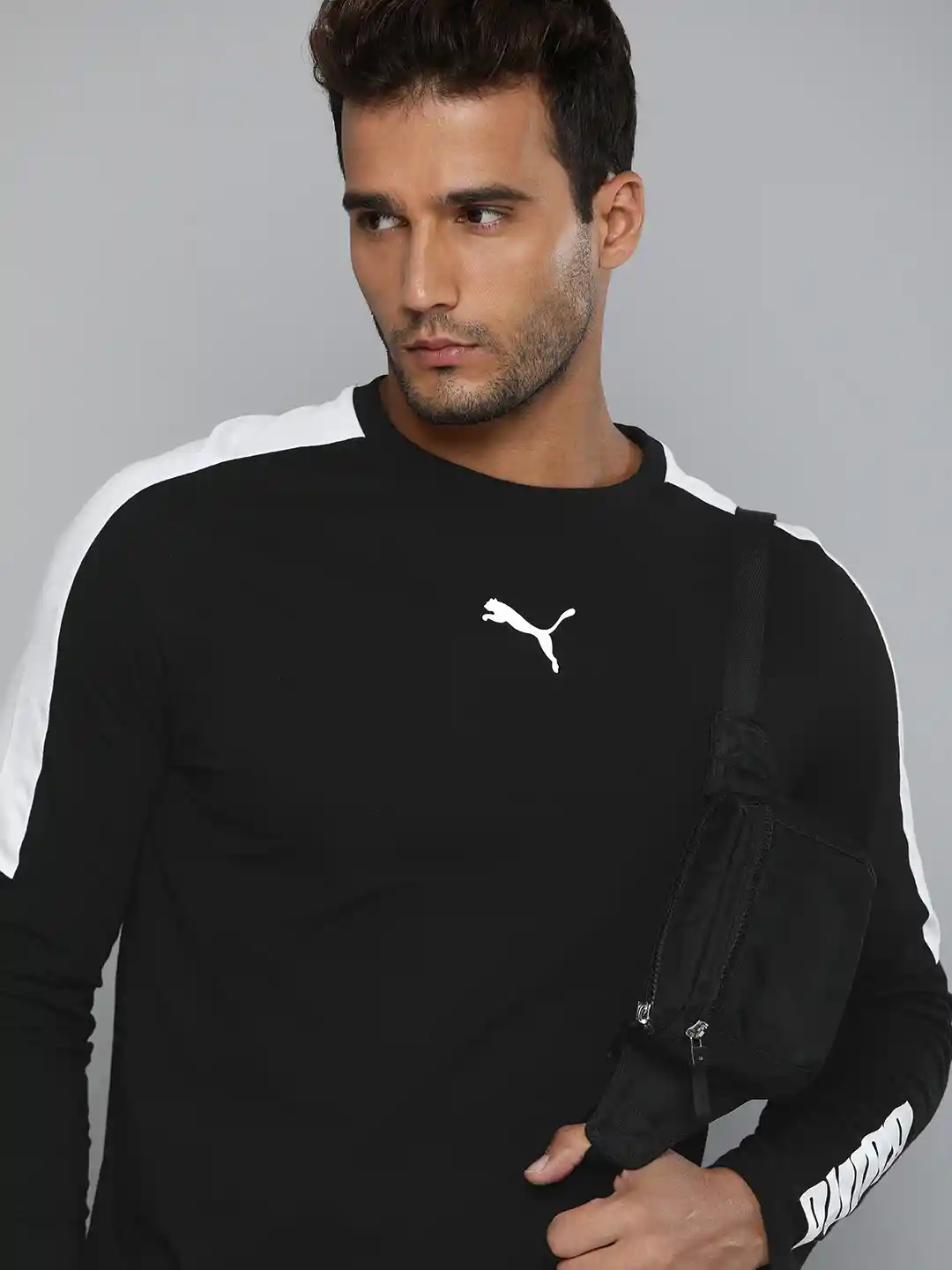 Buy Puma Men Black White Solid Cotton Modern Long Sleeves Relaxed