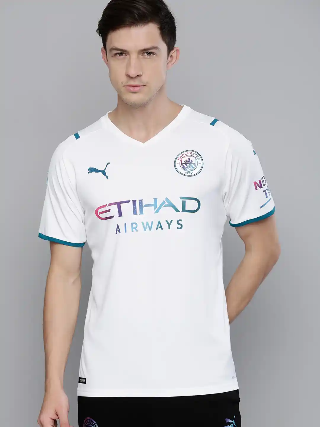 Buy Puma Men White Blue Brand Logo Manchester City Printed V