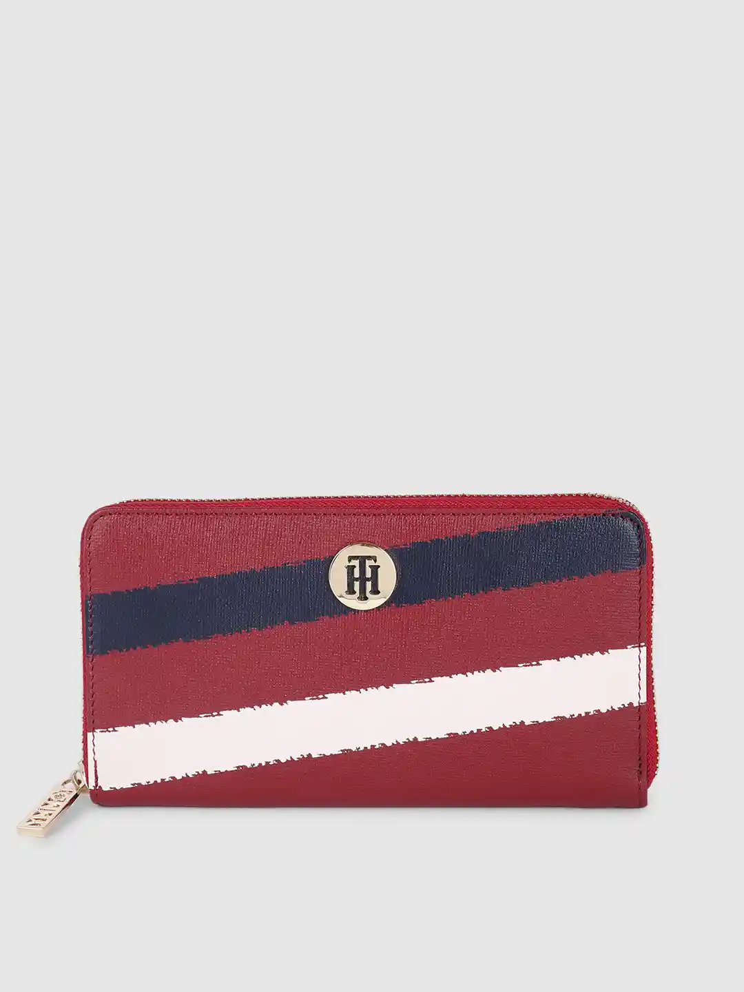 Buy Tommy Hilfiger Women Burgundy Printed Leather Zip Around