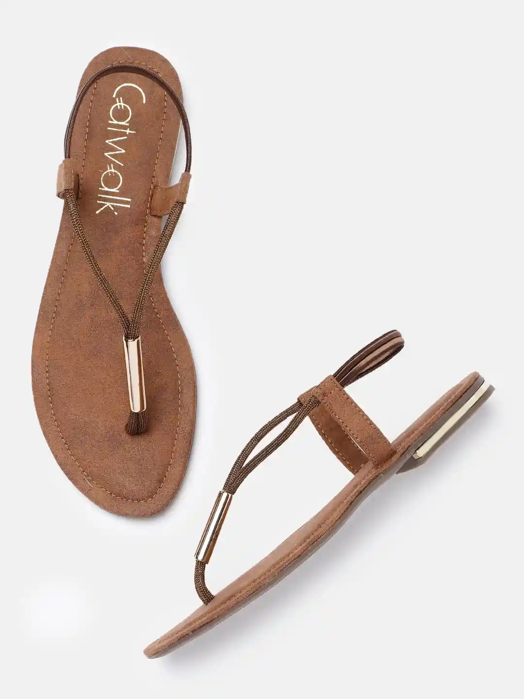 Buy Catwalk Women Bronze-Toned Open-Toe Flats Flats for Women