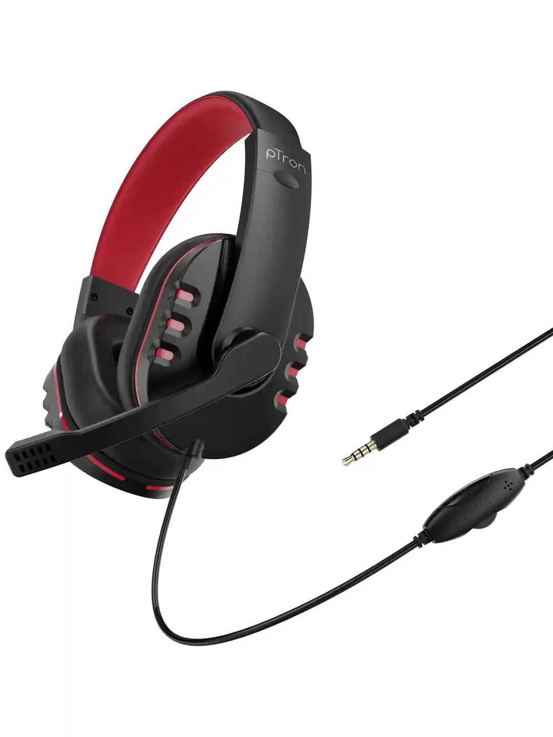 Buy pTron Black Red Soundster Arcade Ergonomic Wired Headphones