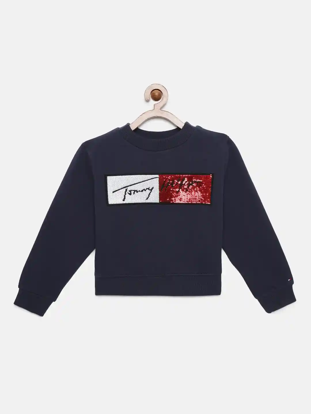 Buy Tommy Hilfiger Girls Navy Blue Solid Brand Logo Organic Cotton