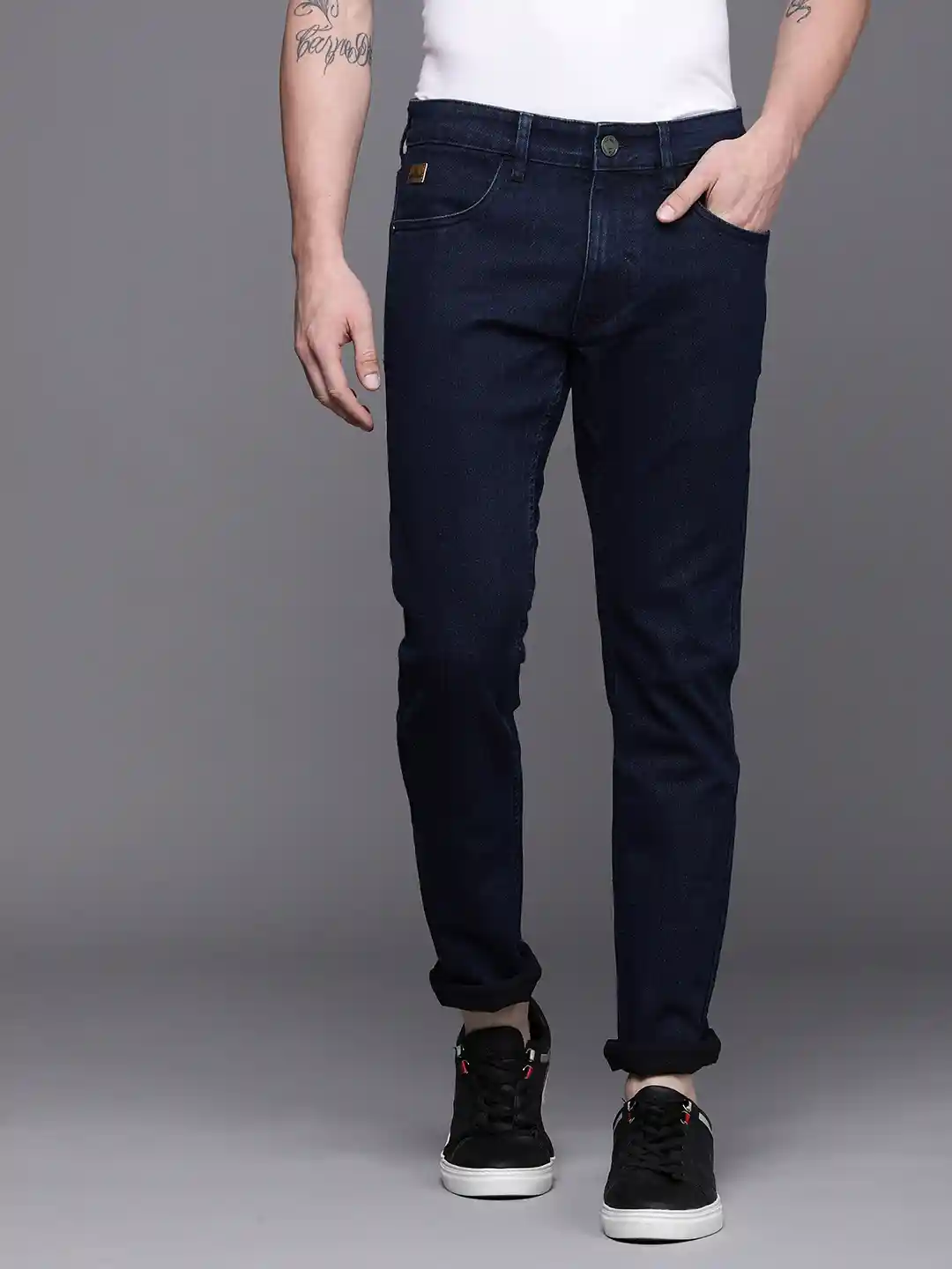 Mens Jeans Ac Denim WROGN Men Blue Slim Fit Stretchable Jeans