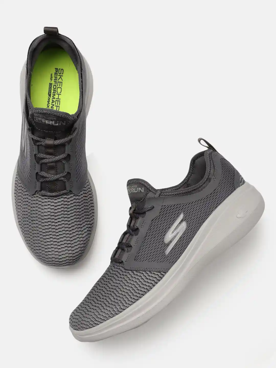 Buy Skechers Men Charcoal GO RUN FAST Goga Mat Running Shoes