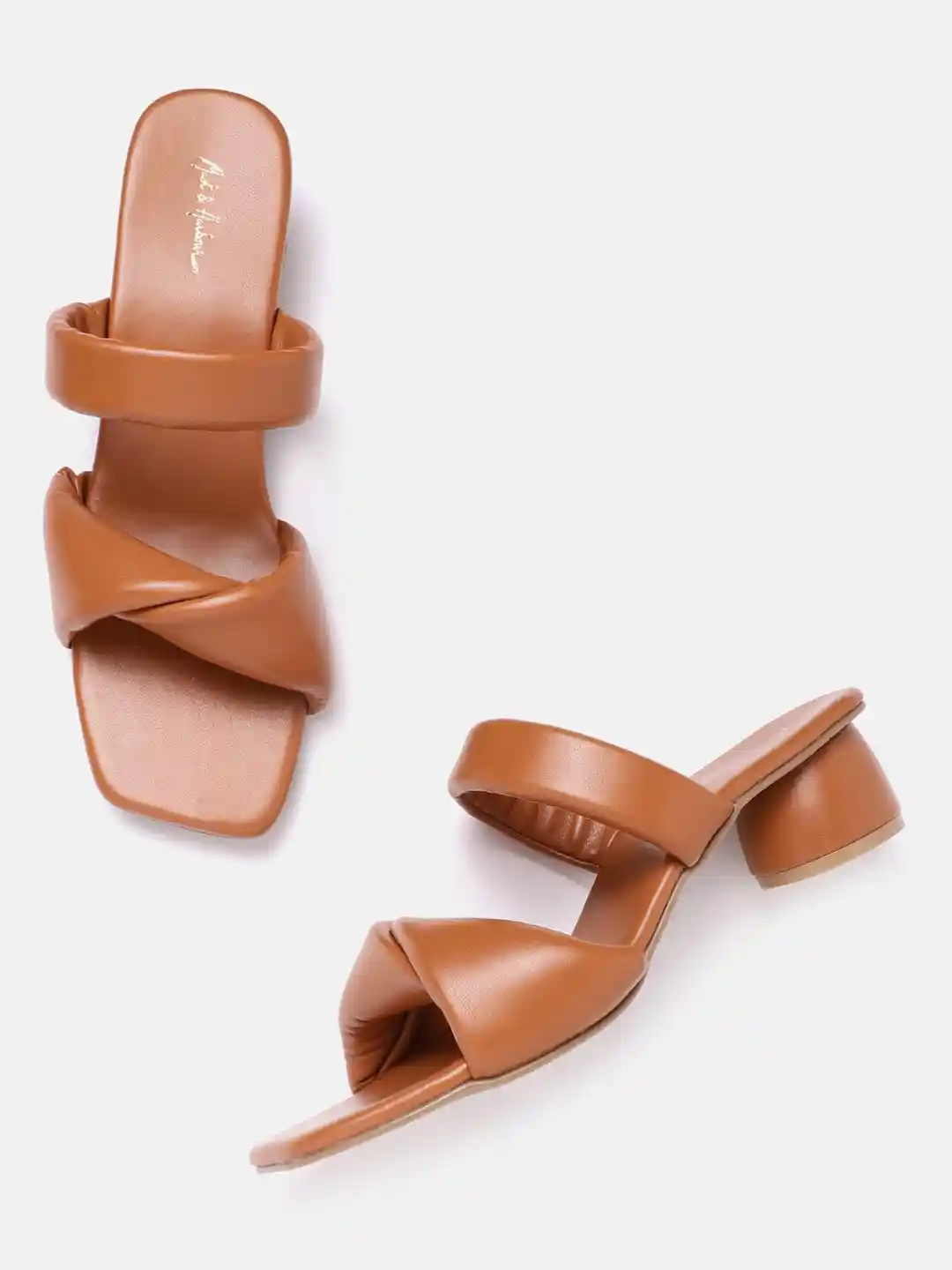 Buy Mast Harbour Tan Brown Solid Twisted Detail Block Heels