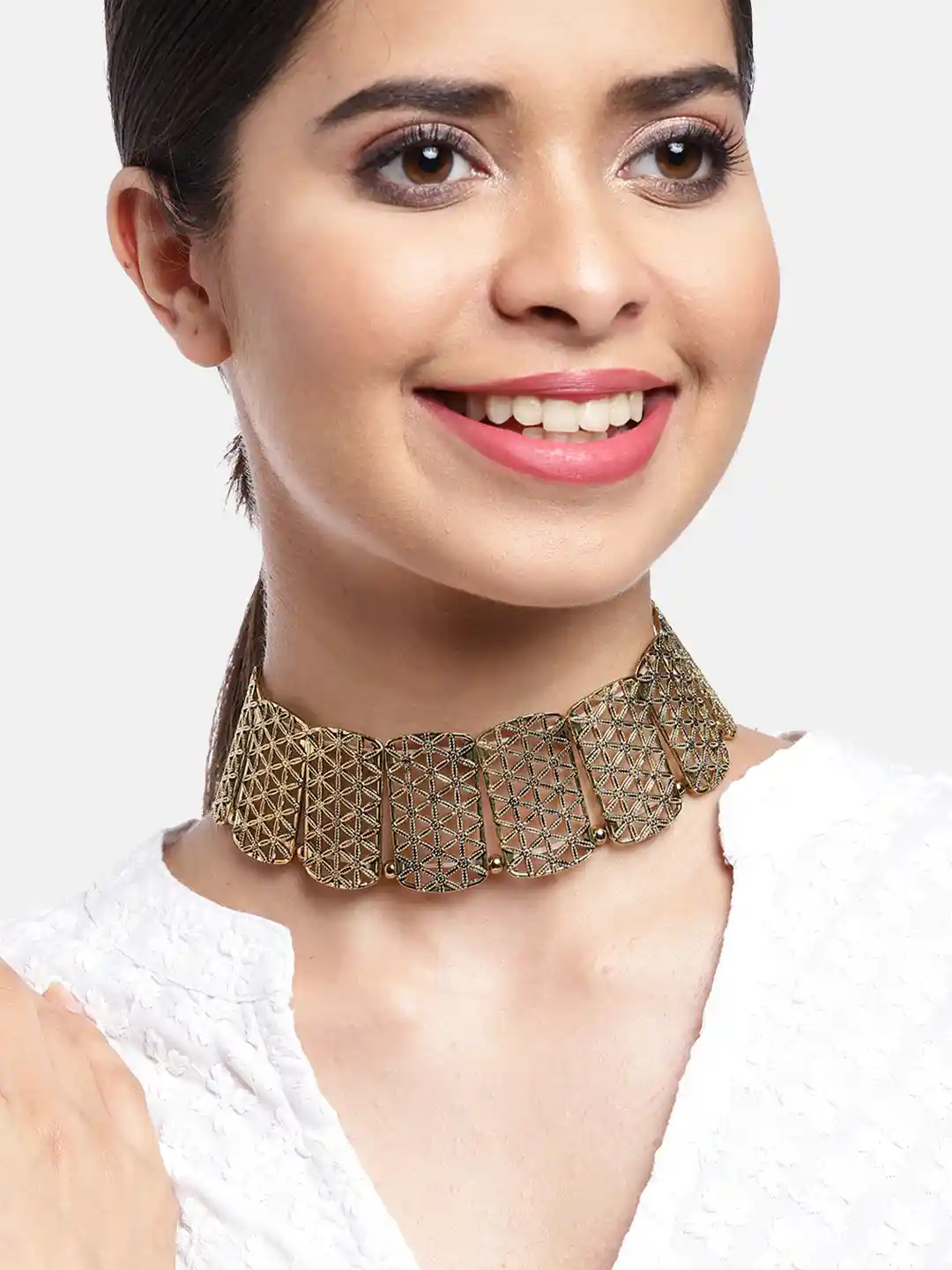 Collar Necklace Gold Choker For Women Malabar 22kt Gold Choker Set