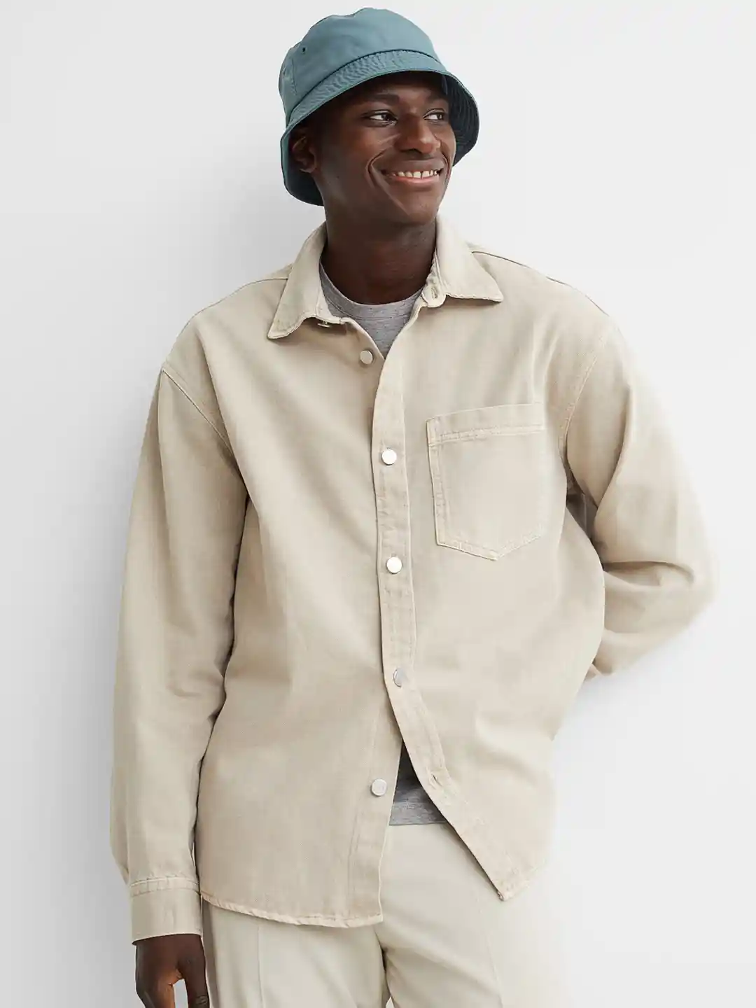 Buy H&M Men Beige Denim Shirt Jacket Shirts for Men 15106354