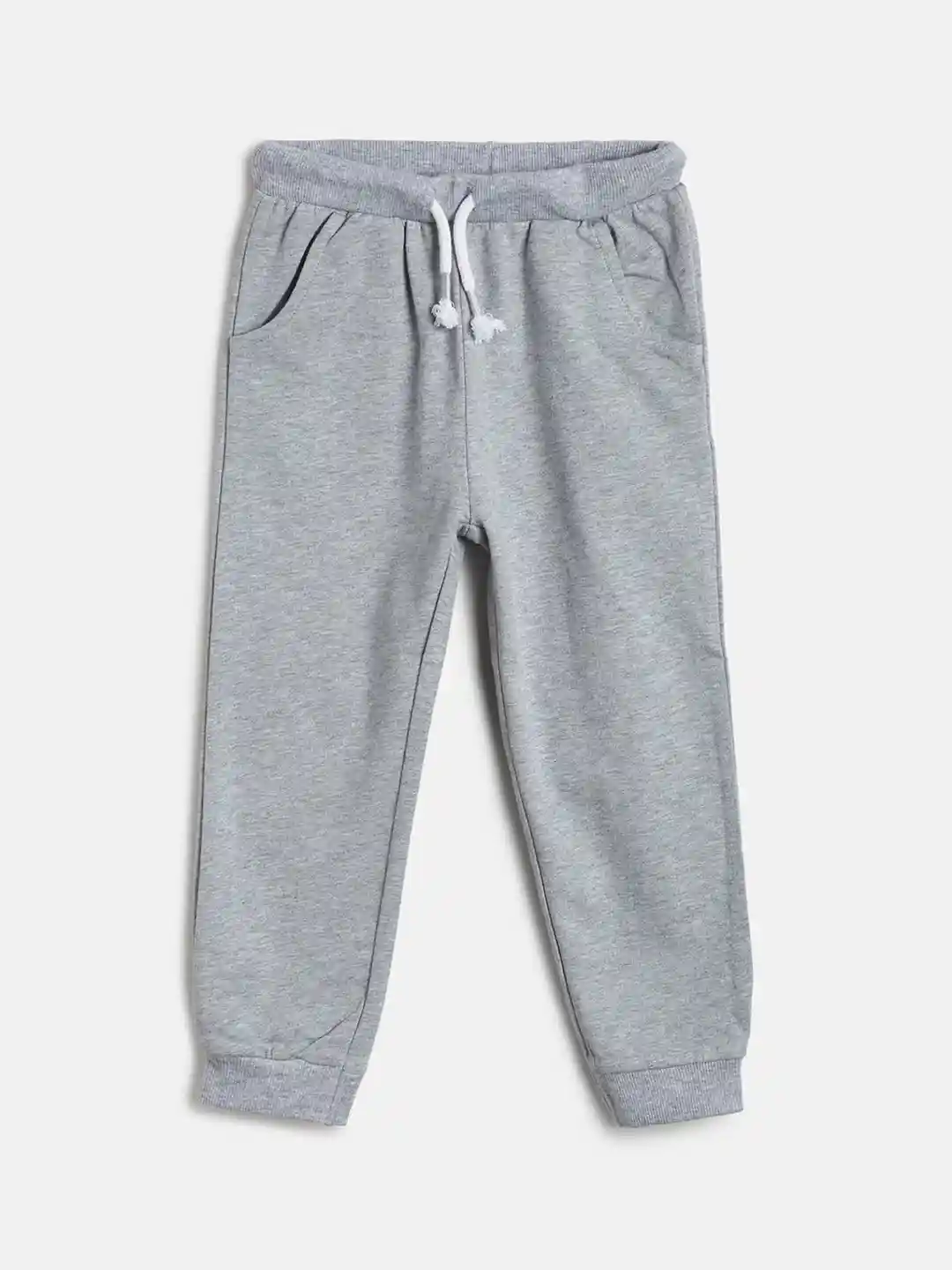 Buy MINI KLUB Infant Boys Grey Melange Solid Pure Cotton Joggers
