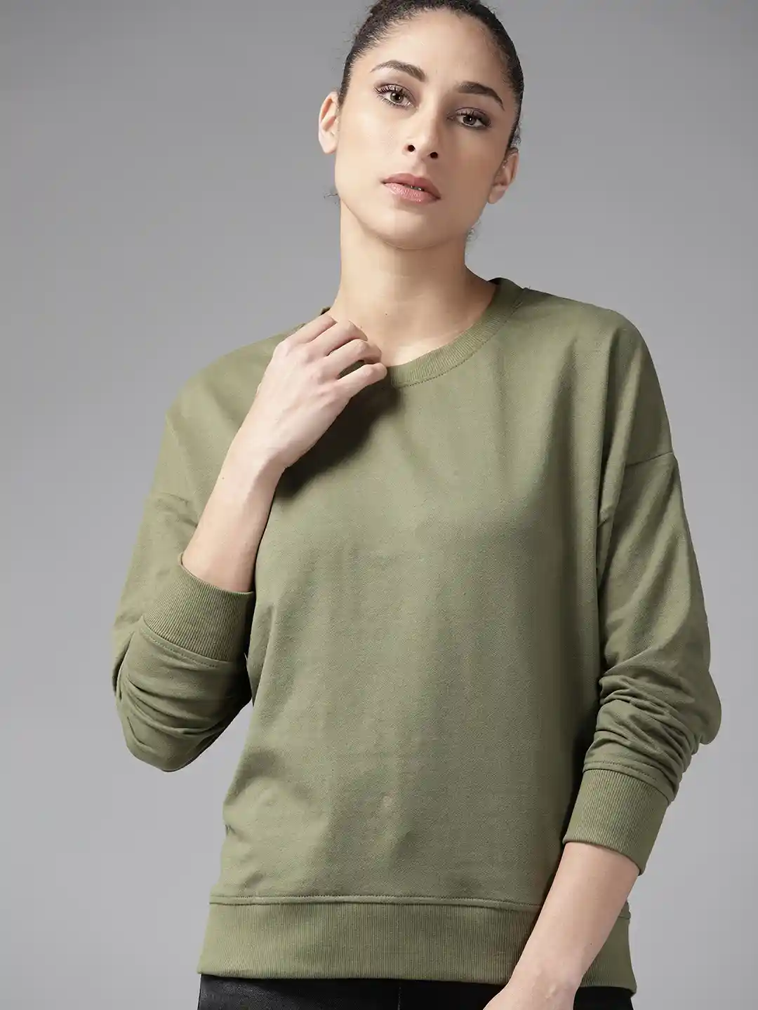 Roadster Women Olive Green Sweatshirt