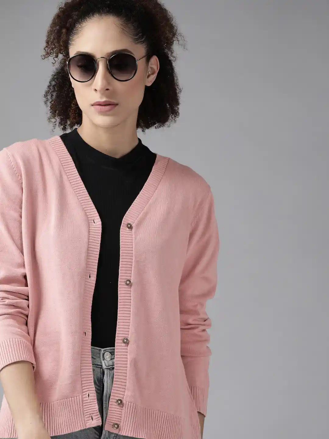 Roadster Women Pink Solid Cardigan