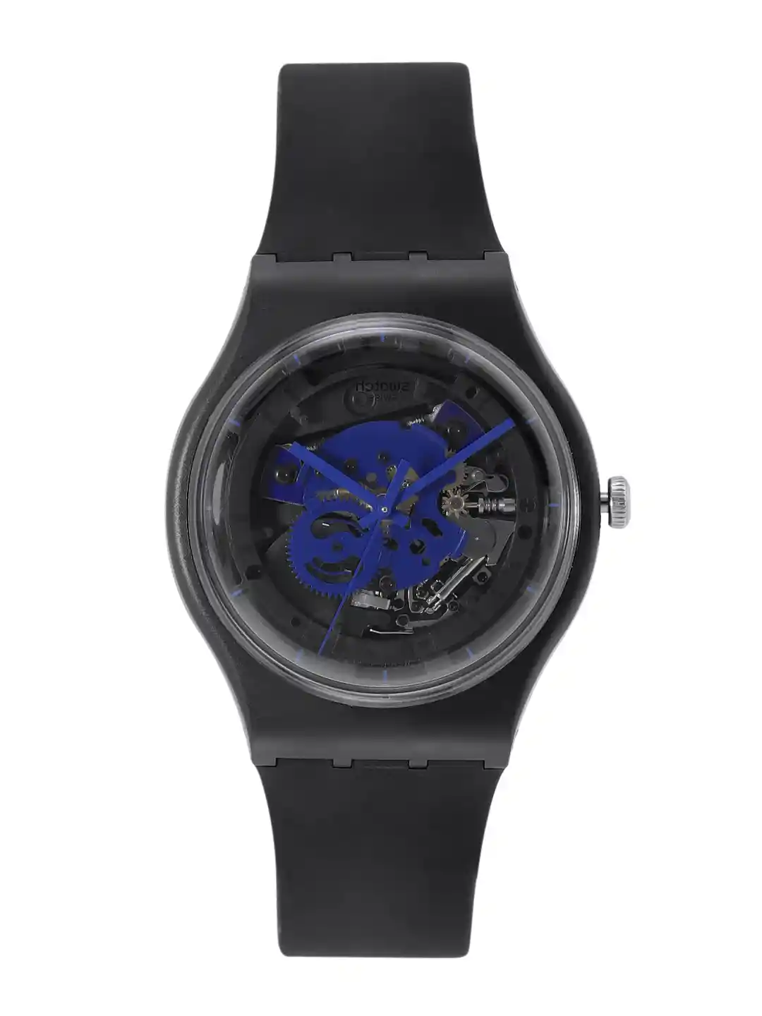 Buy Swatch Unisex Black Patterned Dial Black Ceramic Straps