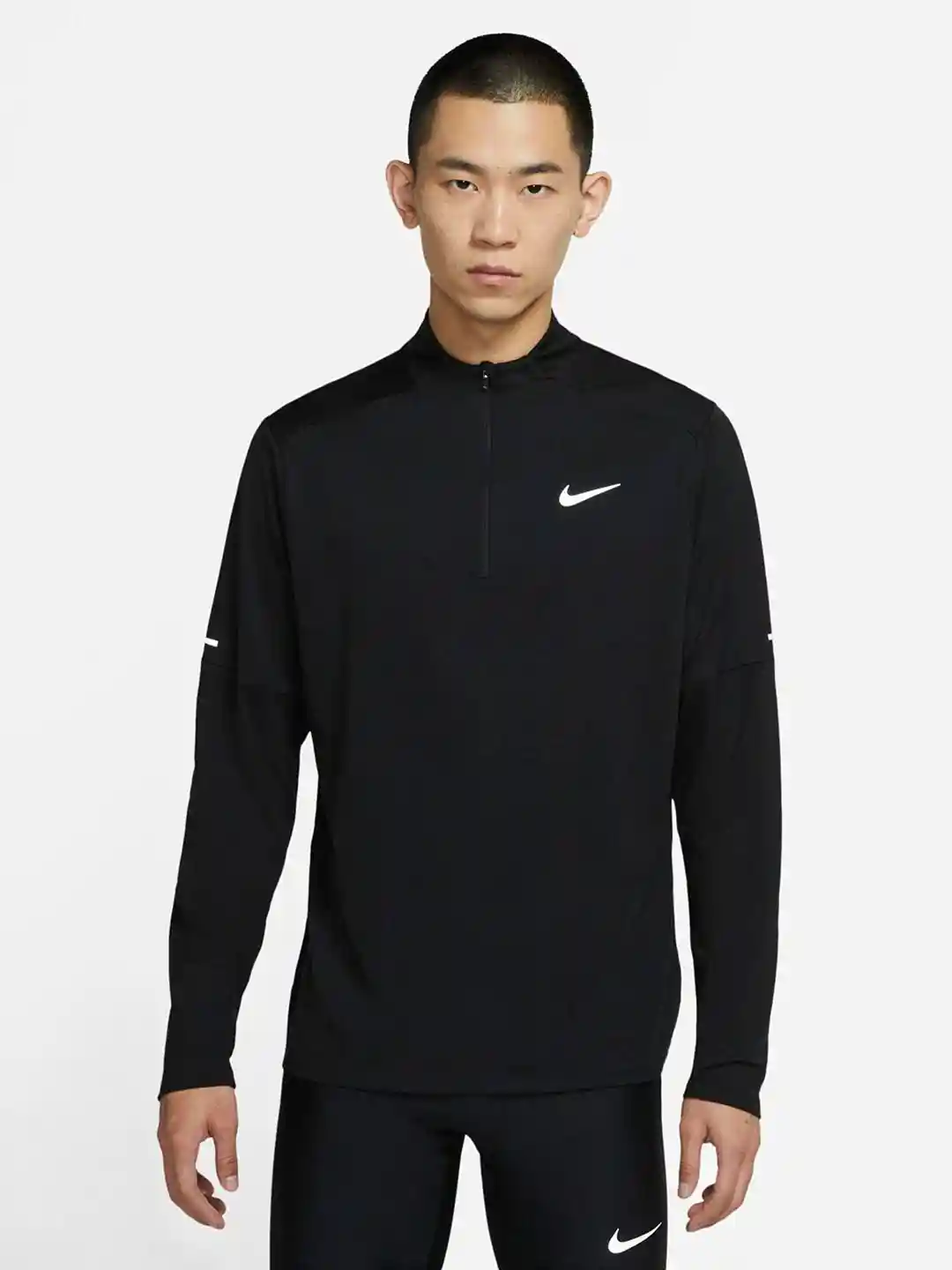 Buy Nike Men Navy Black Solid Dri-FIT Element Running T-shirt