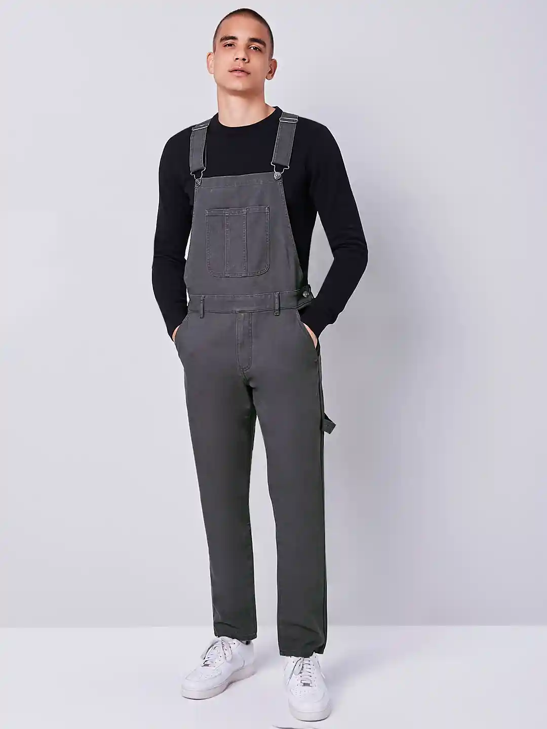 Buy FOREVER 21 Men Grey Basic Jumpsuit Jumpsuit for Men 15201188