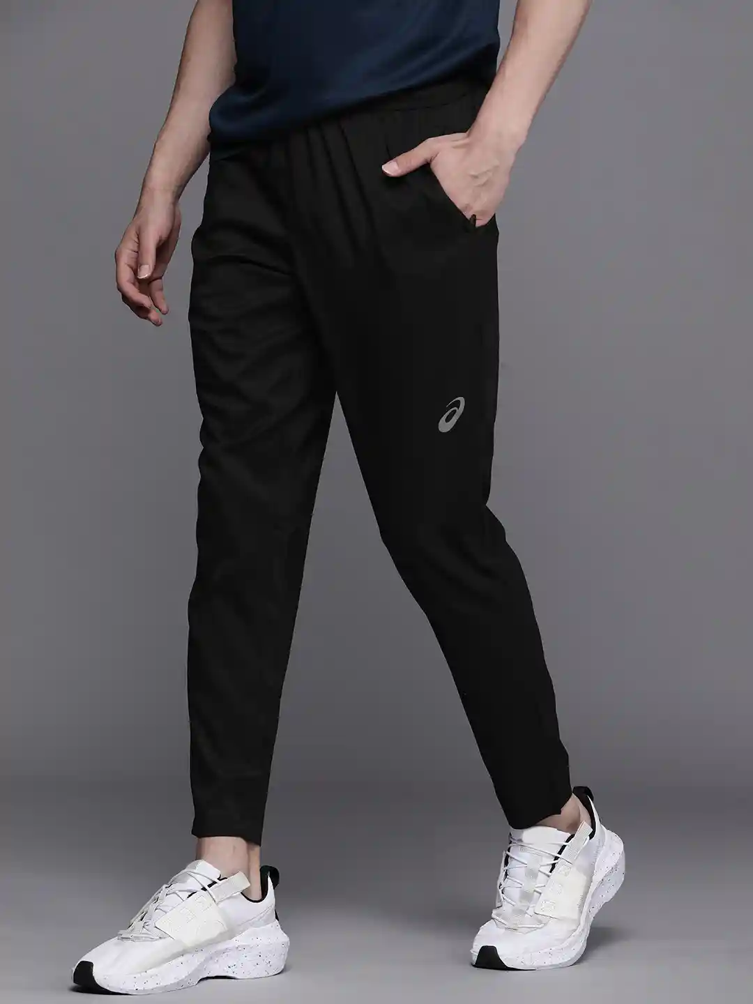 Buy ASICS Men Black Solid Slim Fit Reflective Running Track Pants