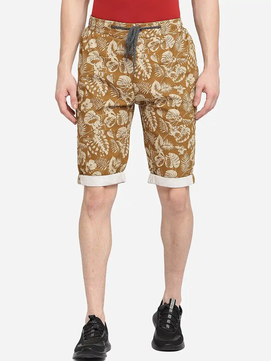 Buy JADE BLUE Men Brown Printed Slim Fit Pure Cotton Regular