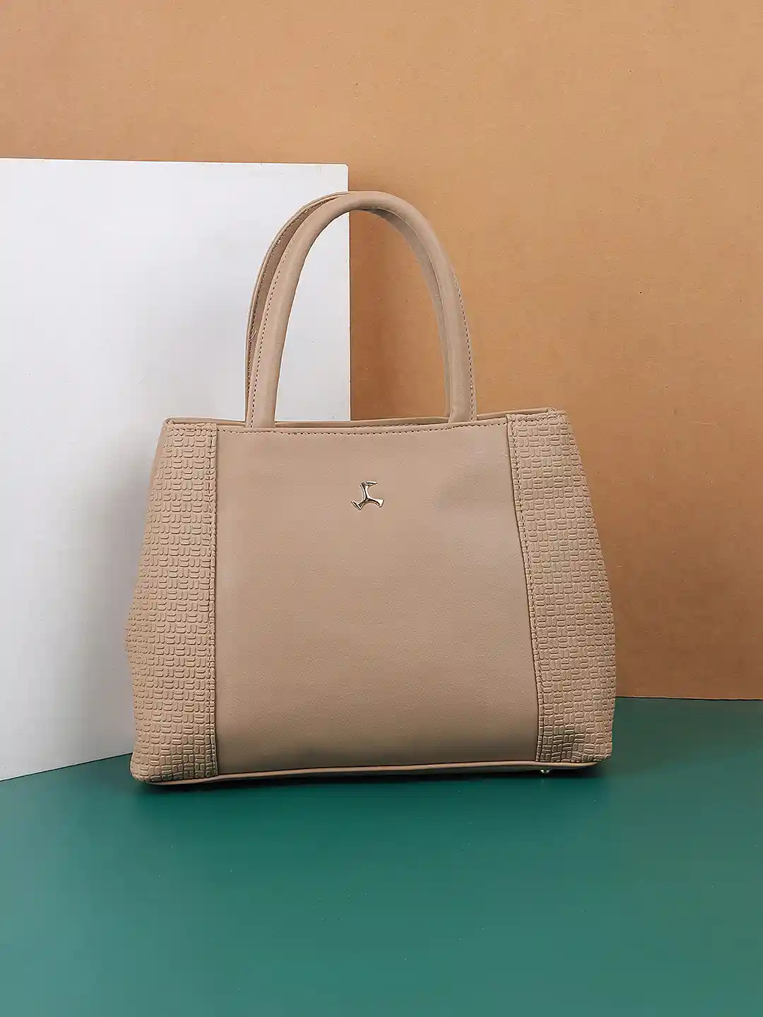 Buy Mochi Beige PU Structured Handheld Bag Handbags for Women