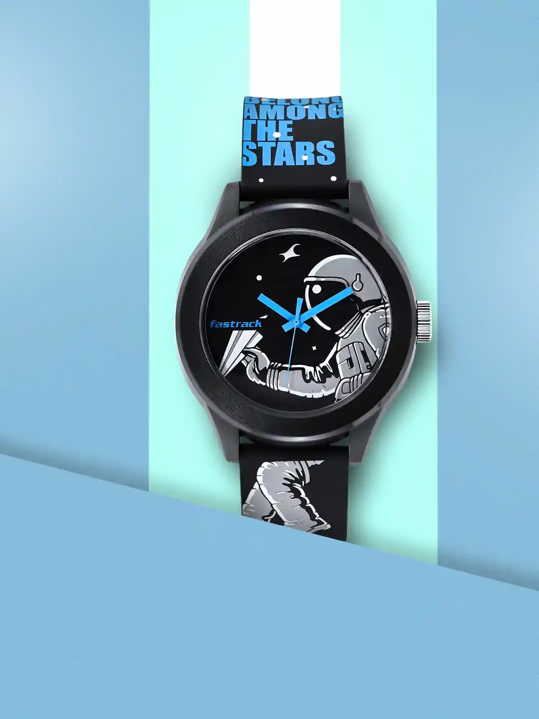 Buy Fastrack Unisex Black Tees Space Analogue Watch 38003PP26