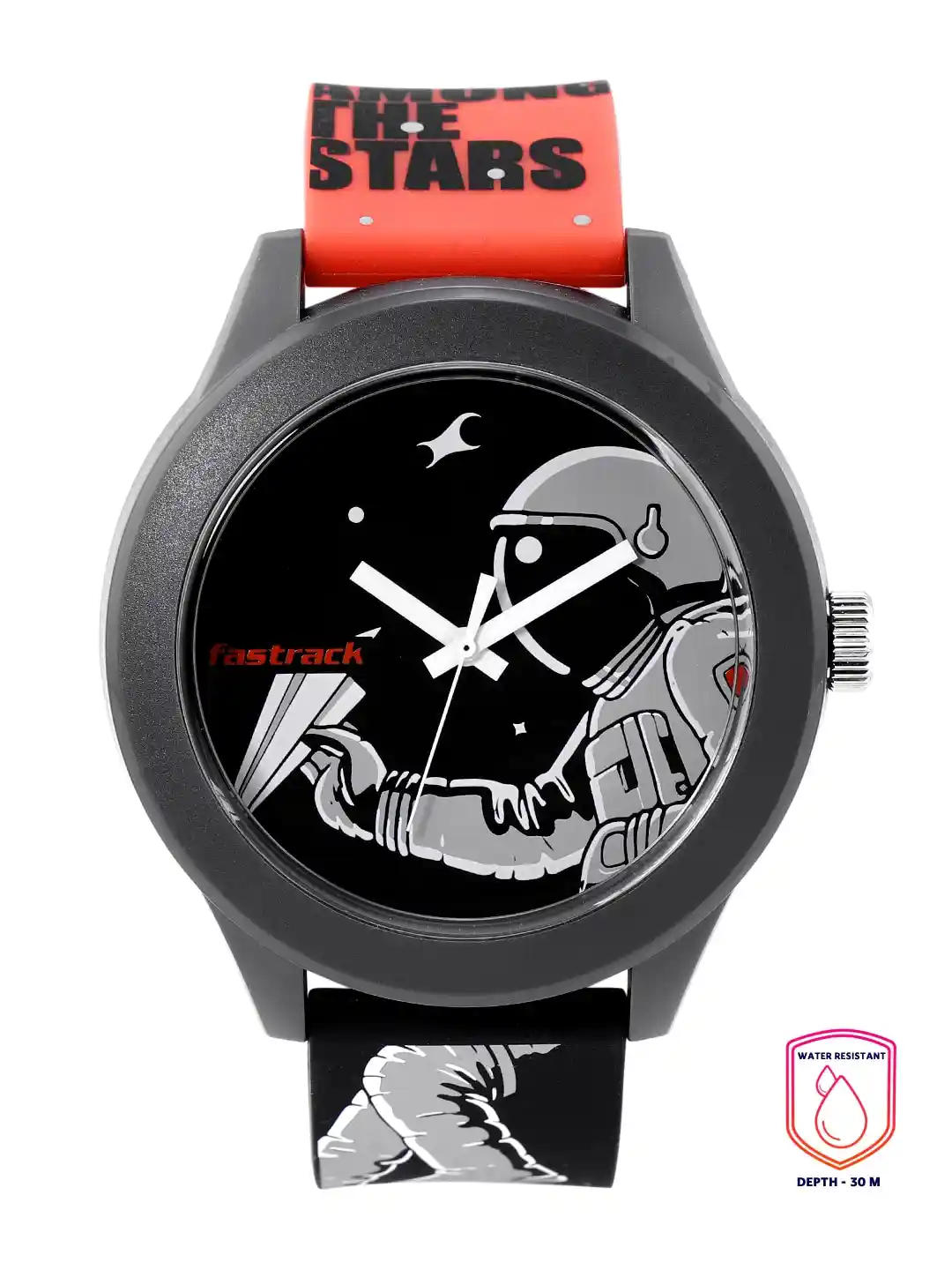 Buy Fastrack Unisex Black Tees Space Analogue Watch 38003PP25