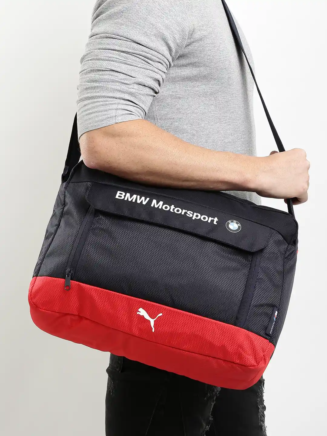Buy Puma Unisex Navy Blue & Red BMW Motorsport Laptop Messenger