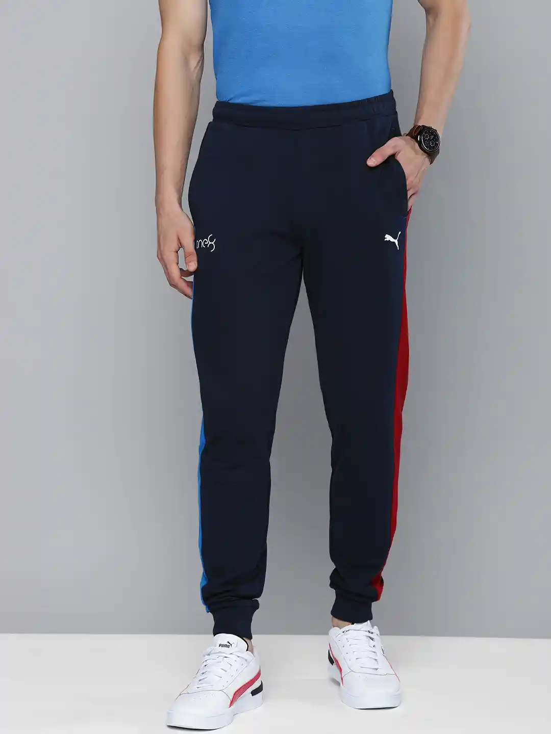 Buy one8 x PUMA Men Navy-blue Solid Regular Fit VK Regular Joggers With  Contrast Panels - Track Pants for Men 15267272 | Myntra