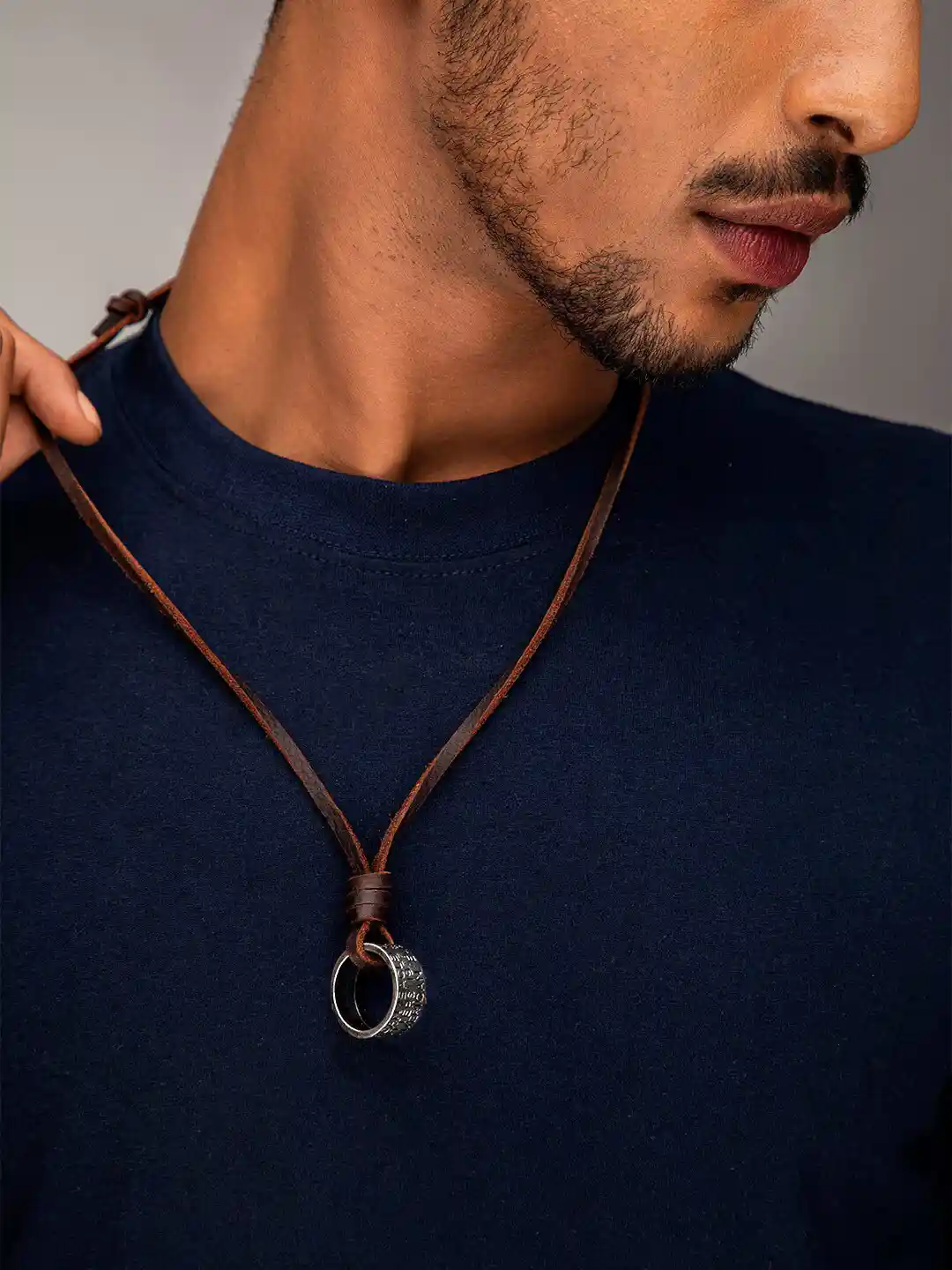 Buy Roadster Men Brown Silver-Toned Pendant Tribal Chain