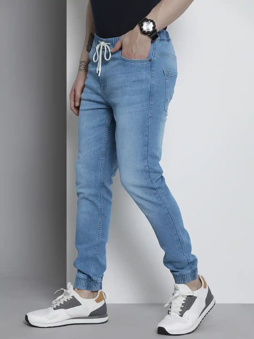 Denim Joggers Light Blue Jogging Pants Men's Light Blue Denim