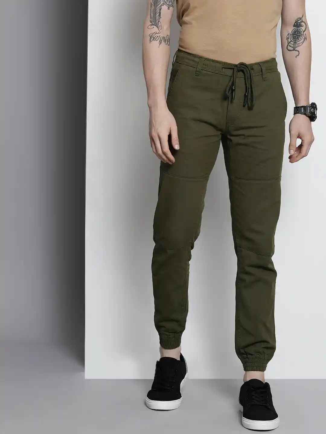 Buy The Indian Garage Co Men Green Original Joggers Trousers