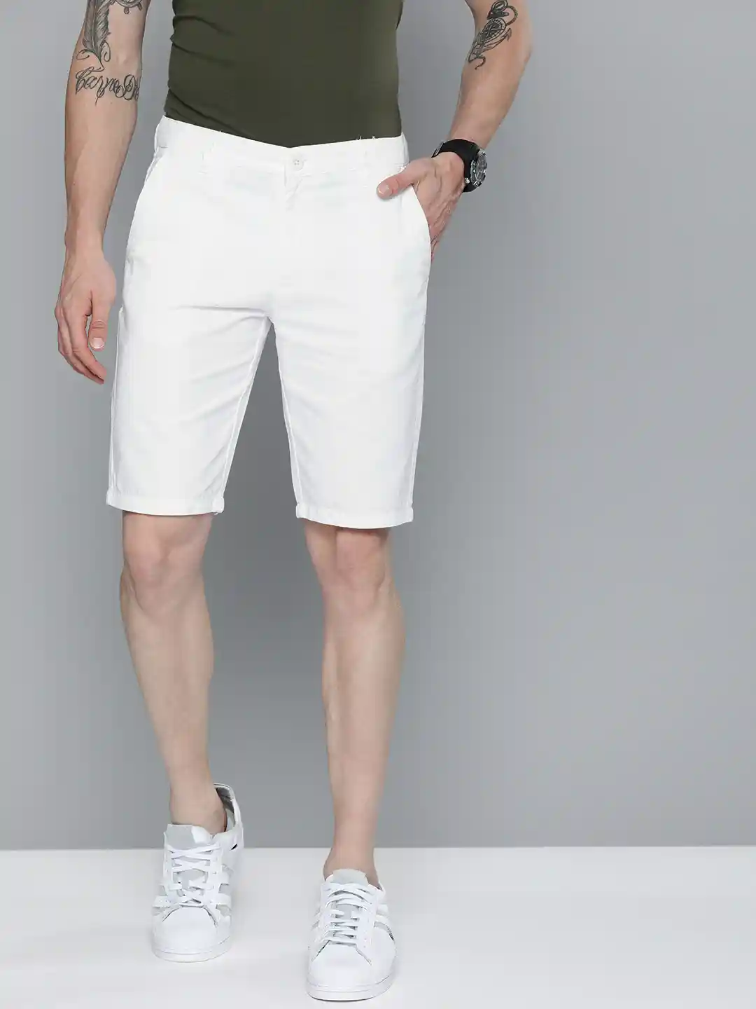 Chino Shorts Mens White Long Shorts The Indian Garage Co Men White