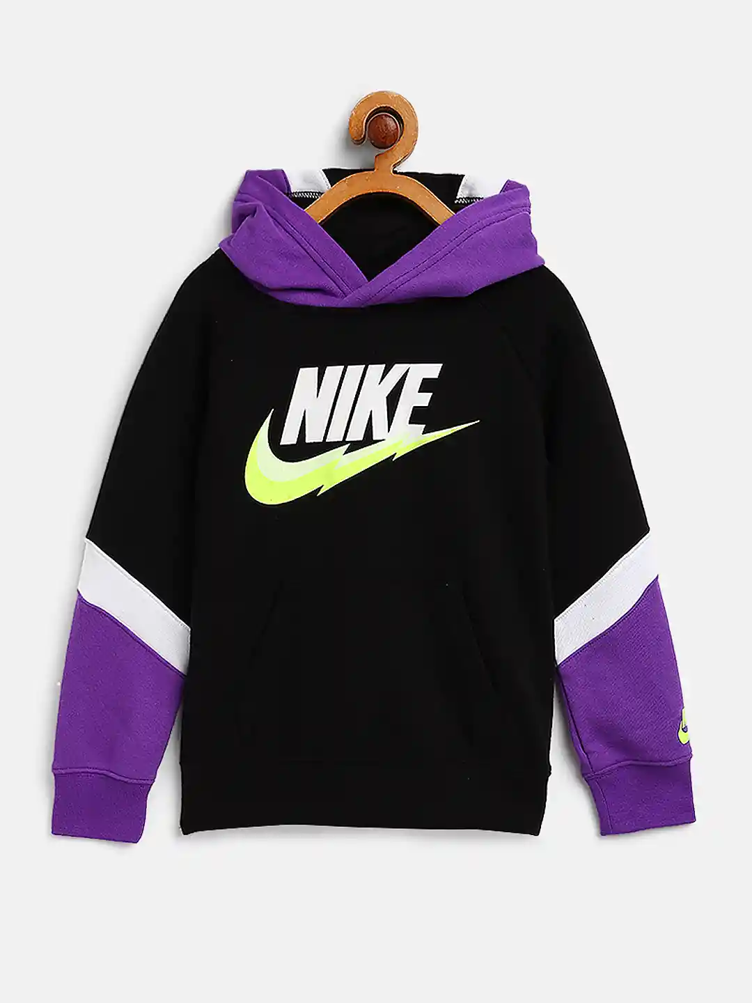 Buy Nike Boys Black Purple Futura Bolt Colourblocked Hoodie