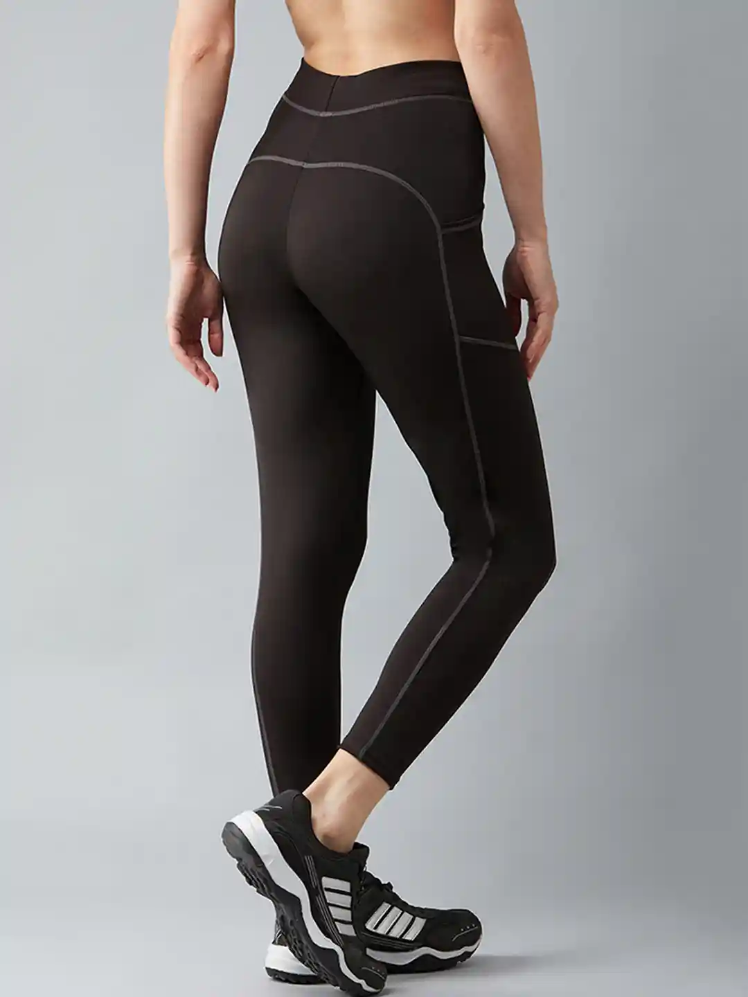 Buy Blinkin Women Black Charcoal Grey Solid High-Rise Gym Tights