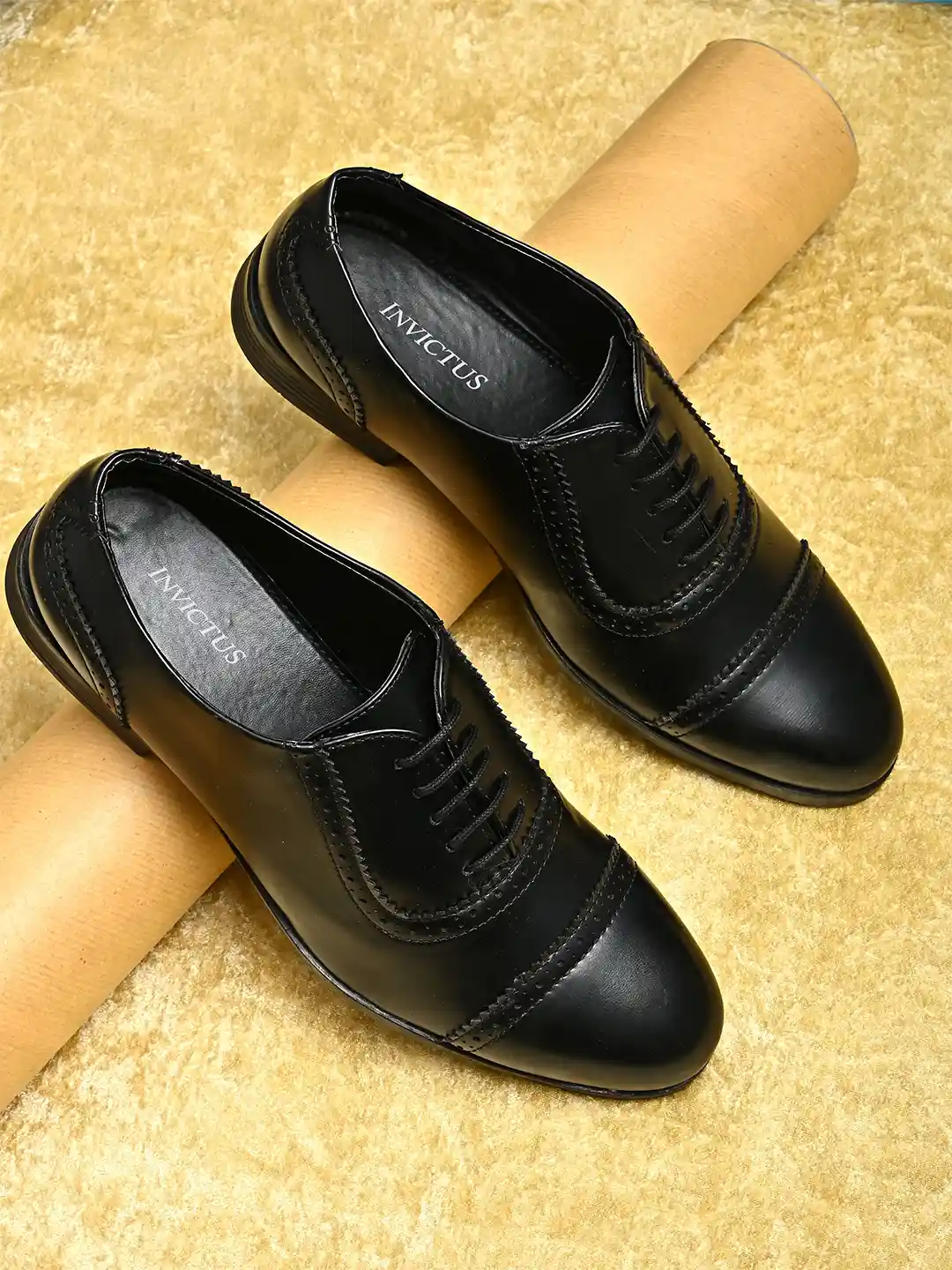 Buy INVICTUS Men Black Formal Shoes with Brogue Detailing Formal