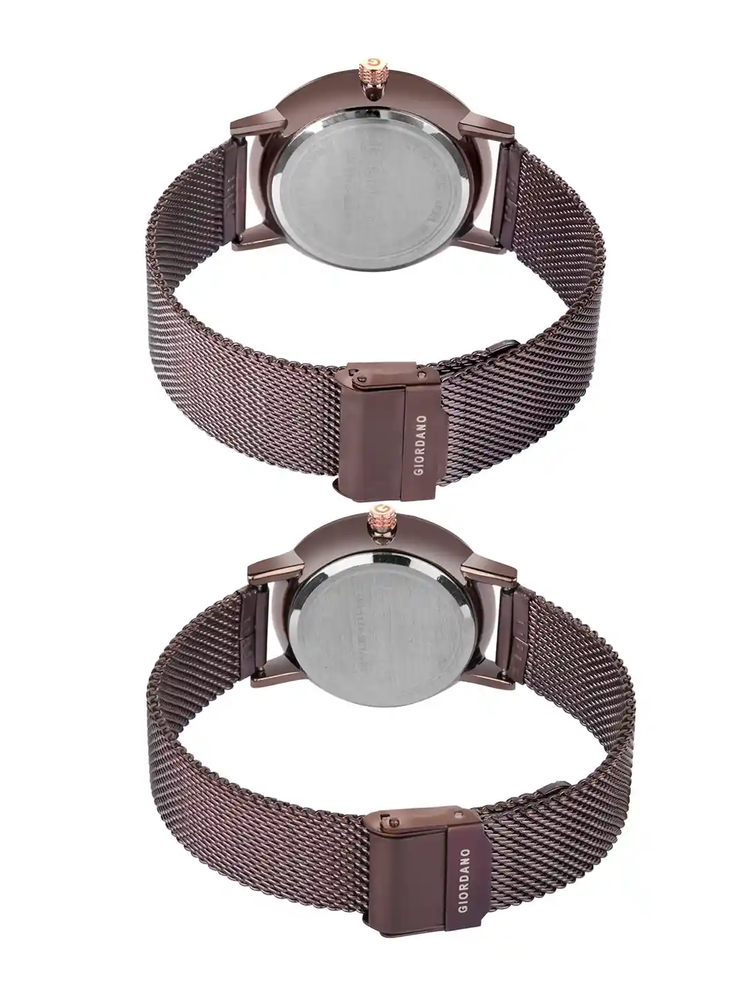 Buy GIORDANO Unisex Silver Brown Couple Watch Gift Set GD-1172