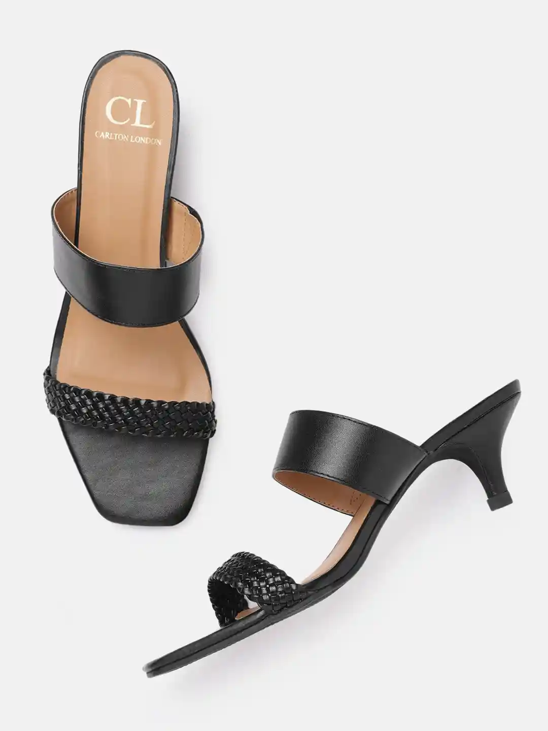 Buy Carlton London Black Woven Design Kitten Heels Heels for