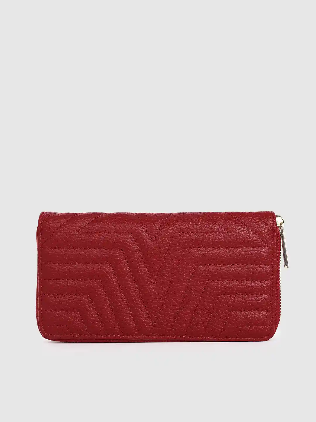 Buy Accessorize Women Red Self Design Quilted Zip Around Wallet
