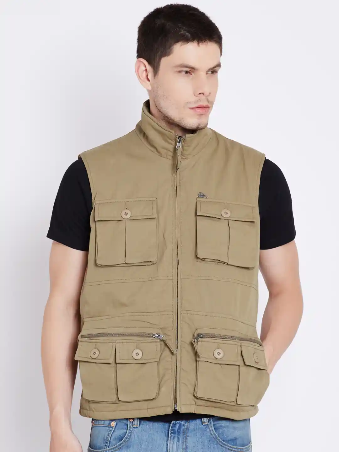 Buy Duke Stardust Khaki Sleeveless Jacket Jackets for Men